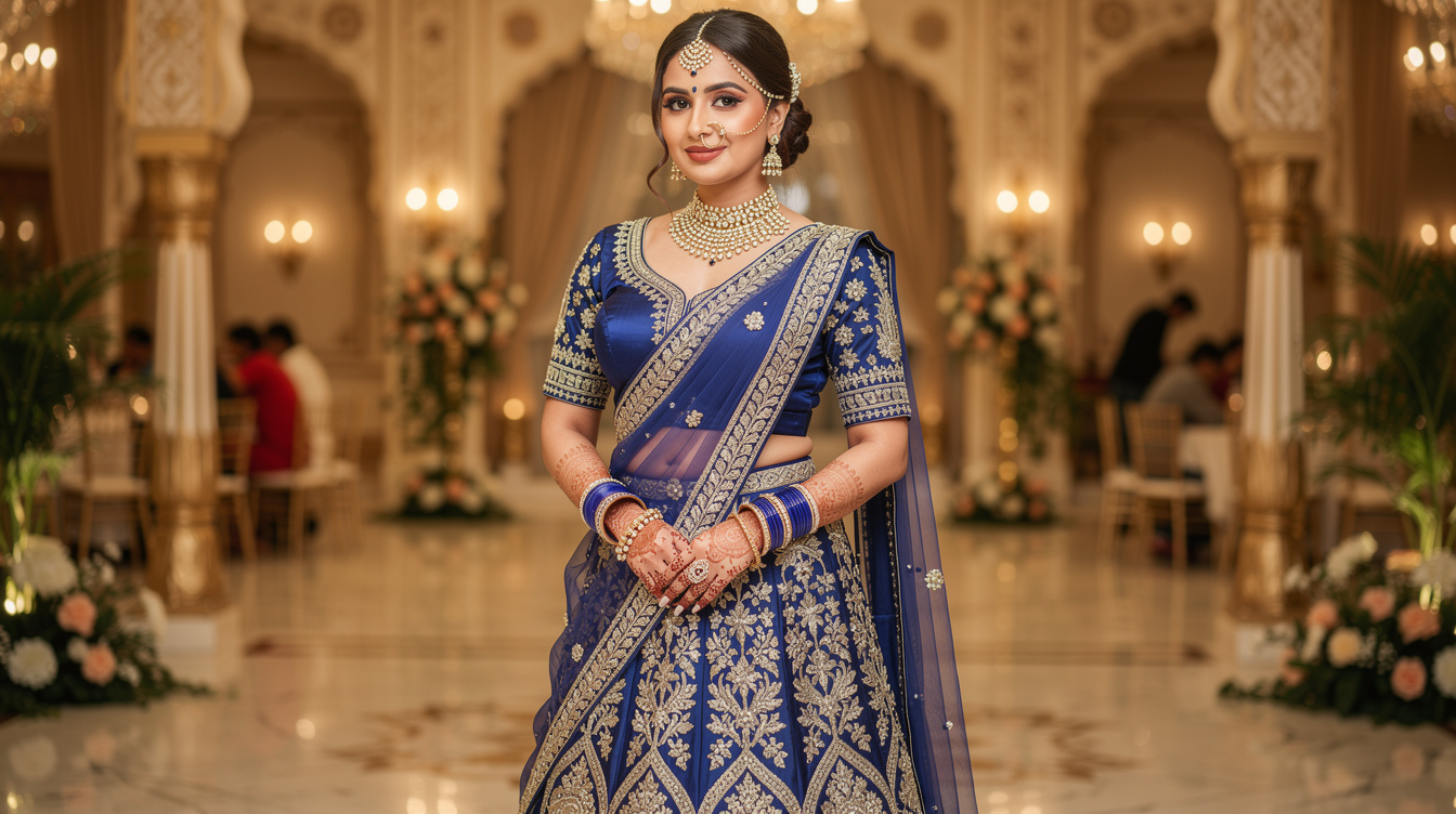 The Perfect Makeup Look for a Royal Blue Lehenga Bride - Shivangi Verma Makeup Studio